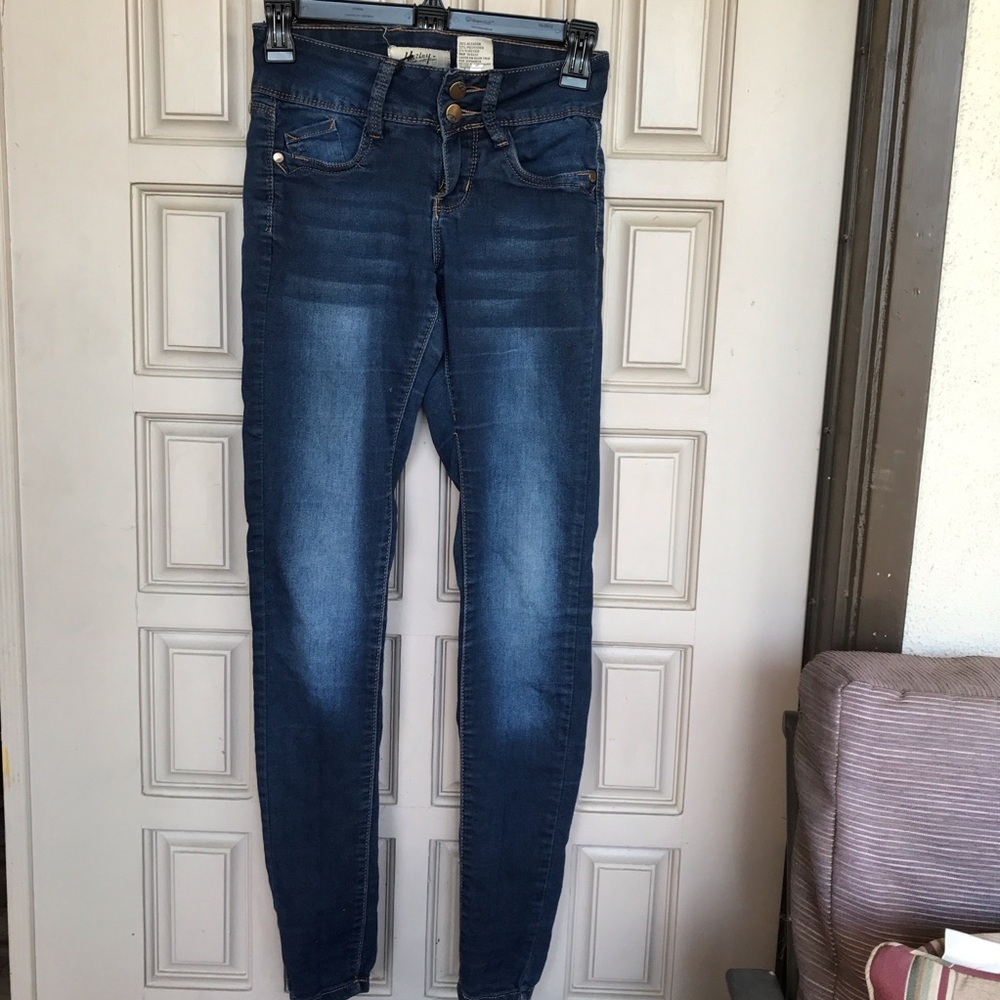 Harley Made With Love Jeans Junior Sz00 Dark Wash Skinny 5 Pocket Style
